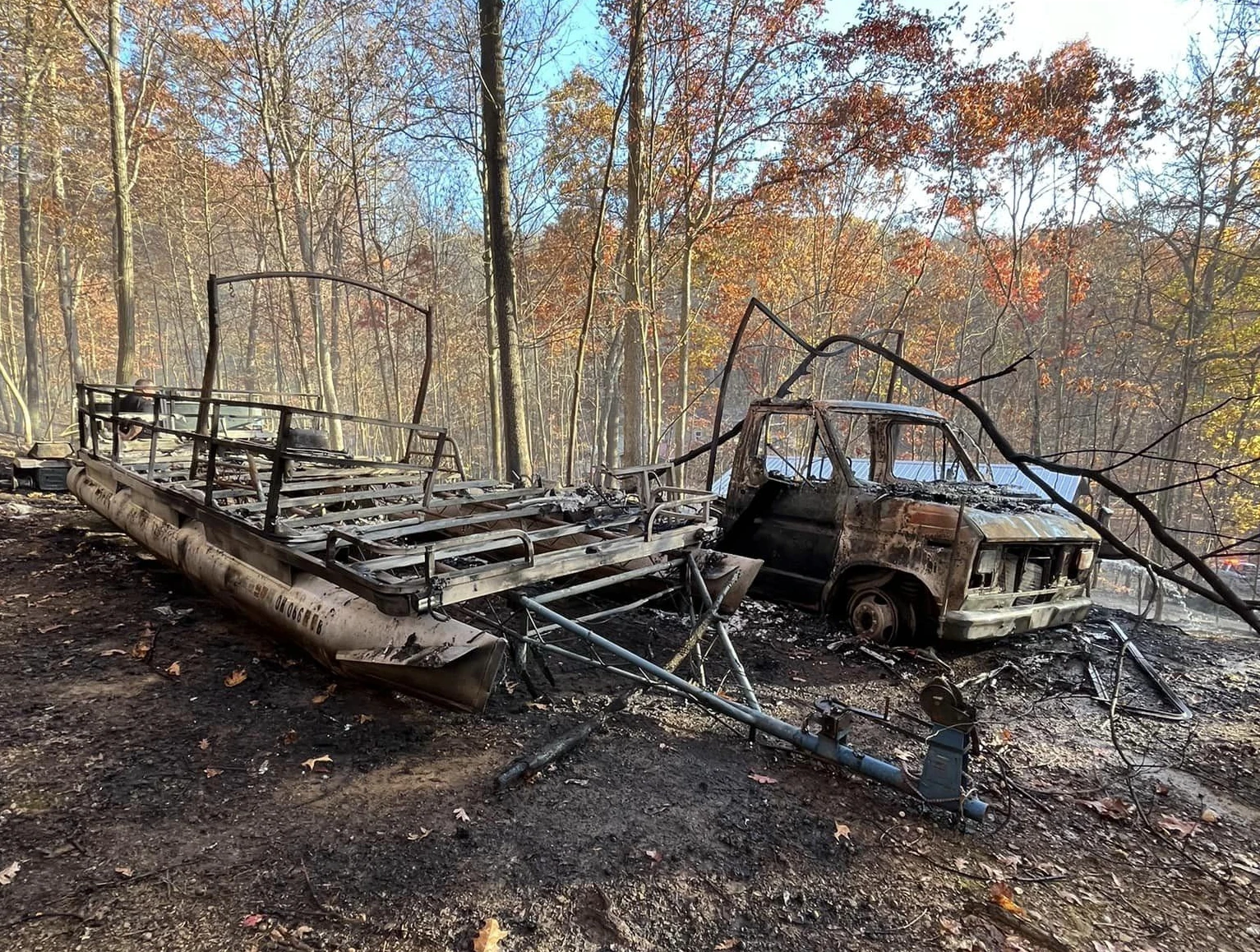 Piedmont Lake Brush Fire Totals Pontoon Boat and Motor Home