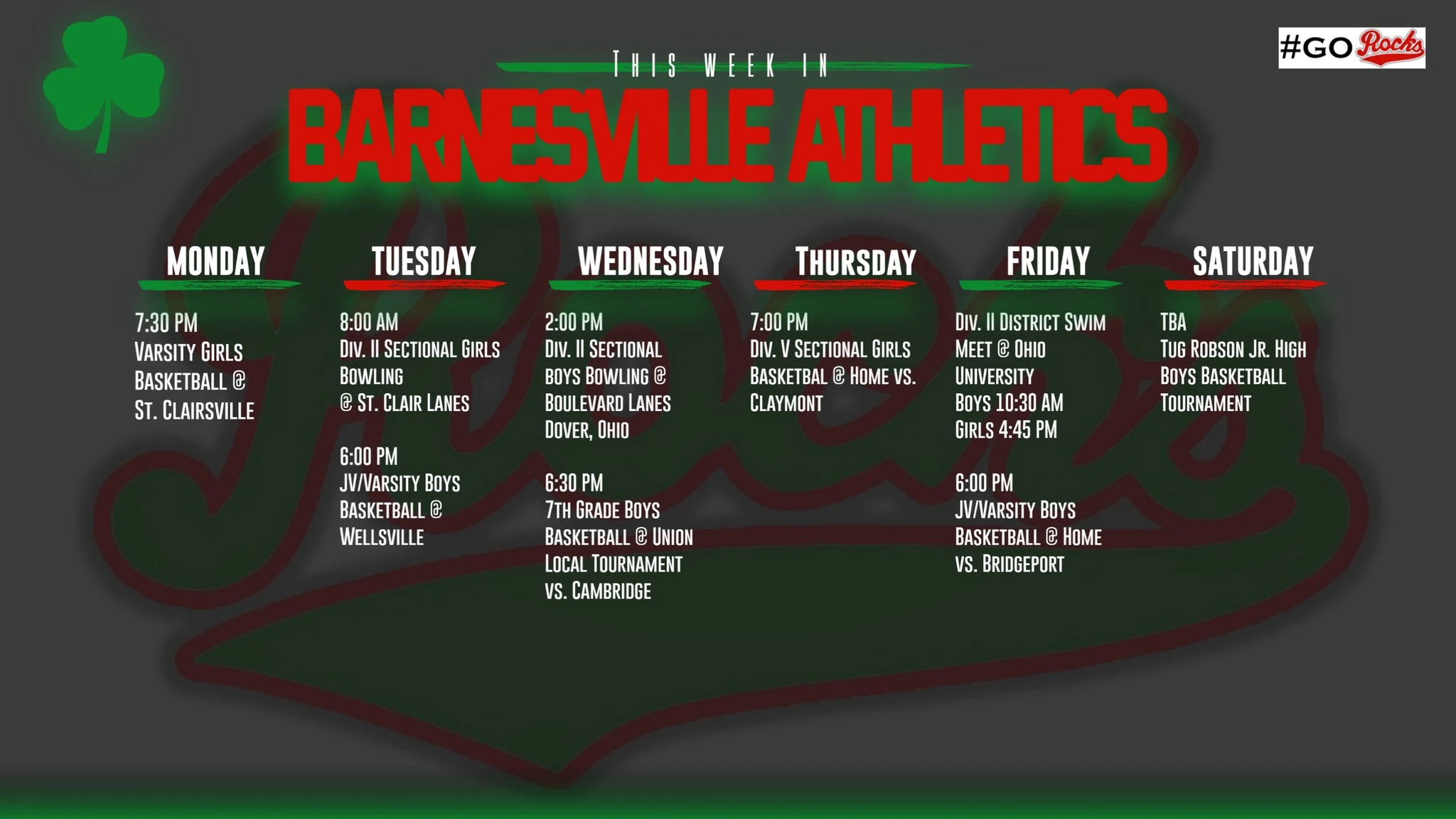 Barnesville Shamrock Athletics This Week