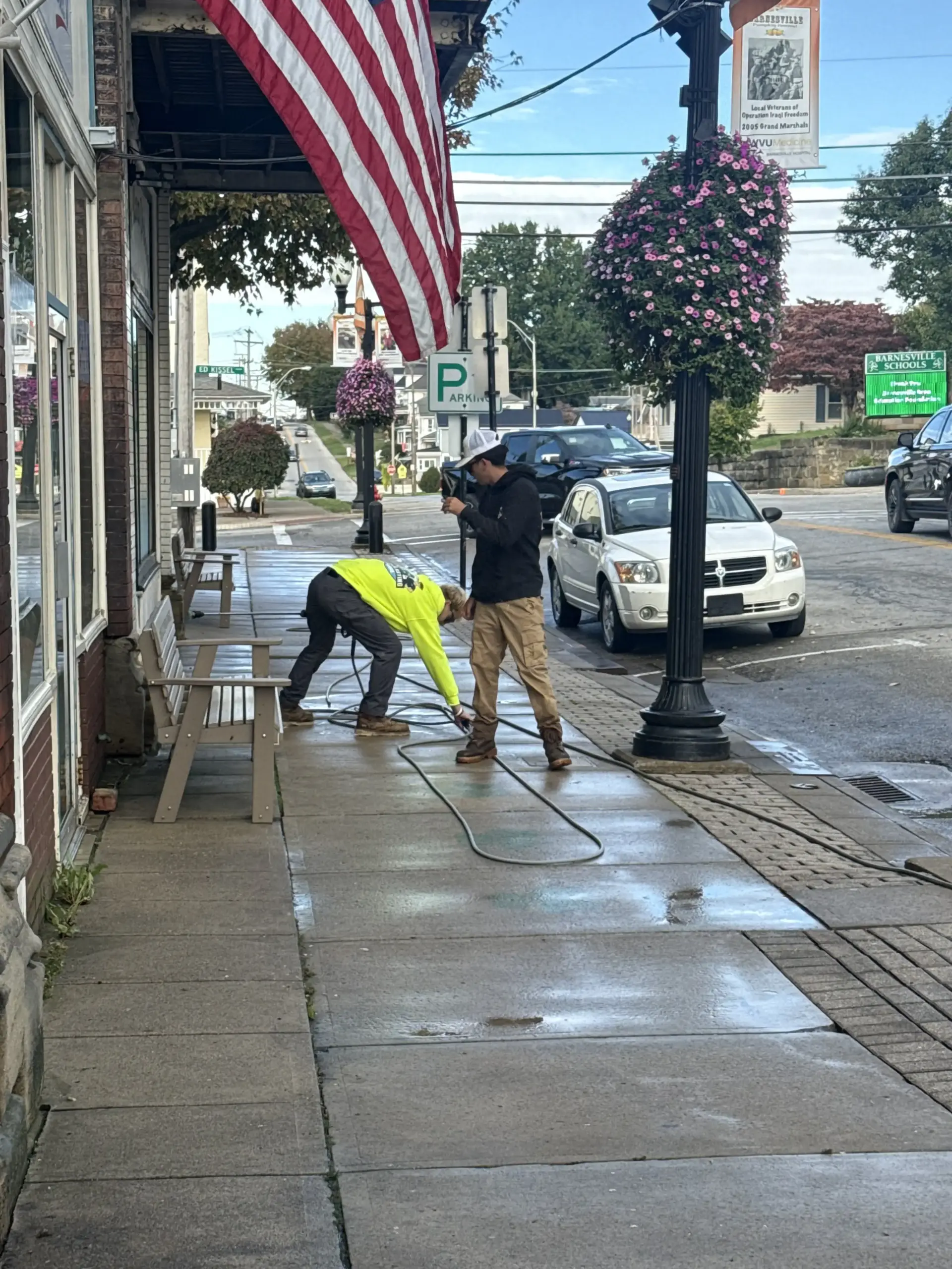 Main Street Barnesville Caps Festival with Sidewalk Cleaning