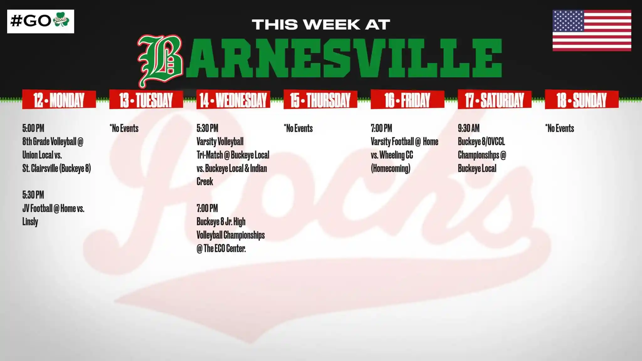 Barnesville Shamrock Athletics  Oct. 12-18